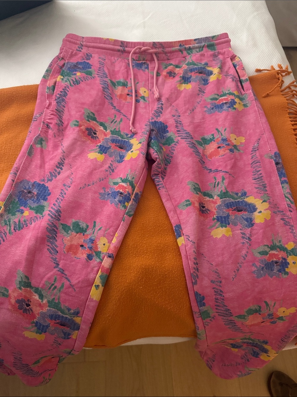 LoveShackFancy Pink Floral Drawstring Joggers